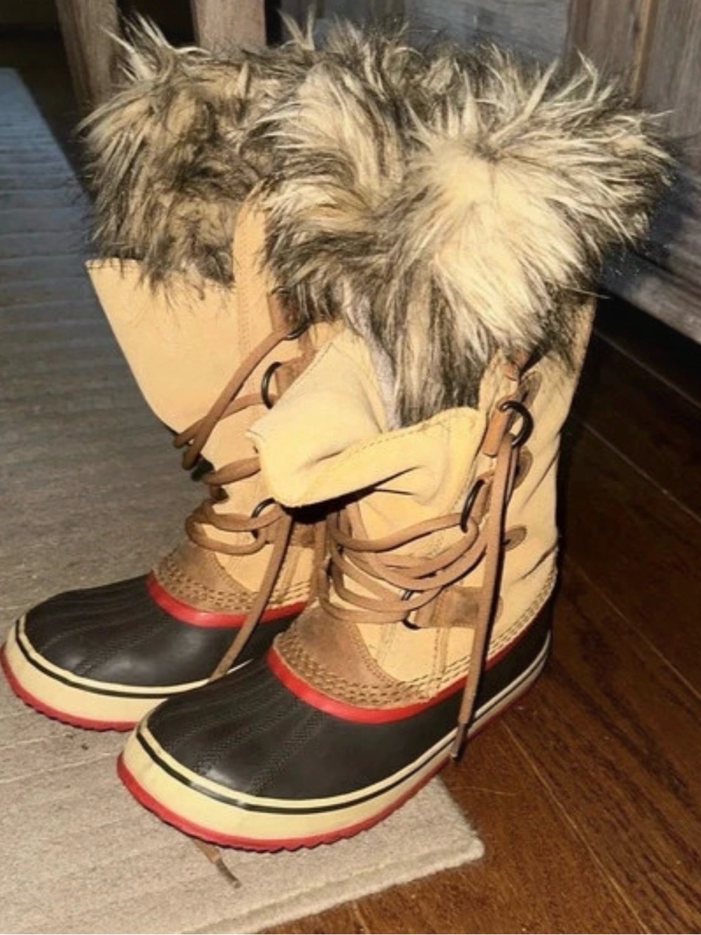 Sorel Tan Faux-Fur Trim Winter Boots for Women